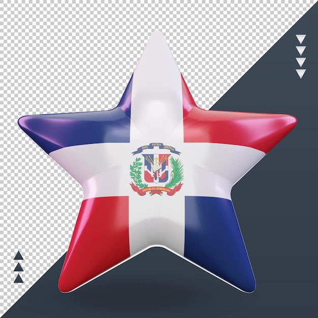 PSD 3d gwiazda flaga dominikany renderująca widok z przodu