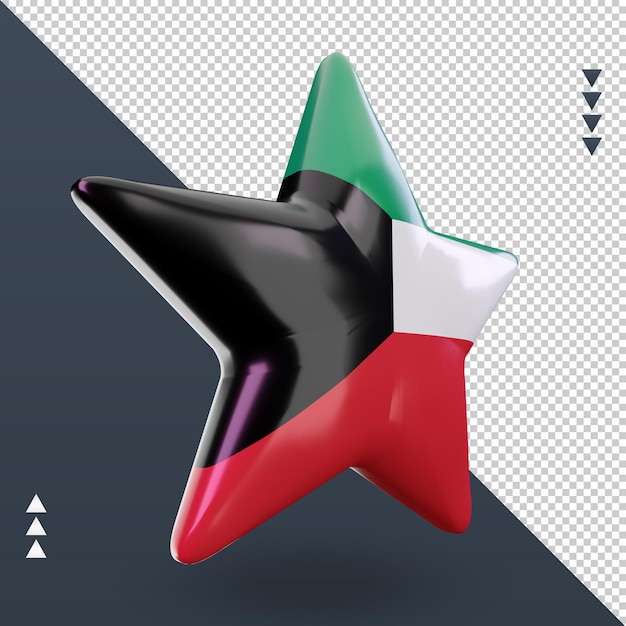 PSD 3d gwiazda flaga kuwejtu renderująca widok z lewej strony