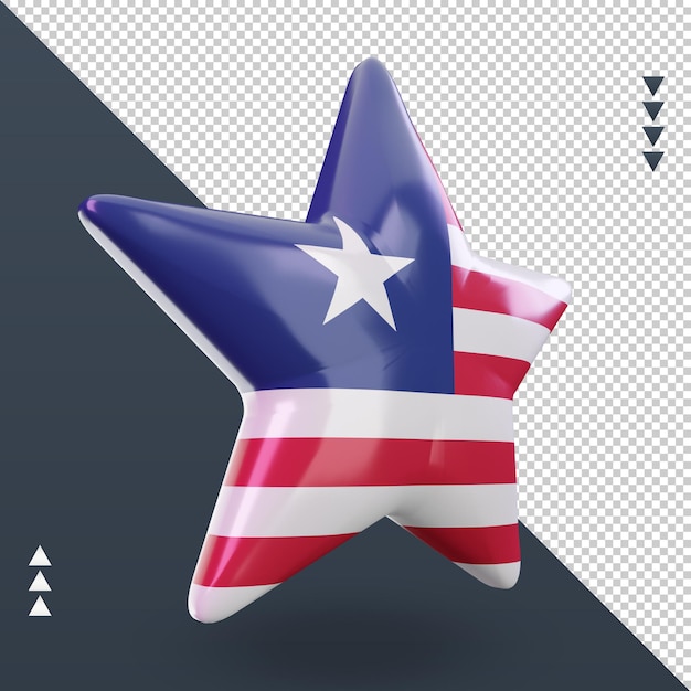3d Gwiazda Flaga Liberii Renderująca Widok Z Lewej Strony