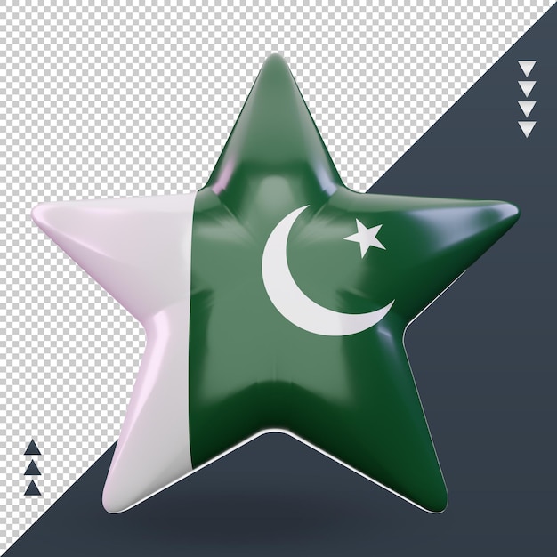 PSD 3d gwiazda flaga pakistanu renderująca widok z przodu