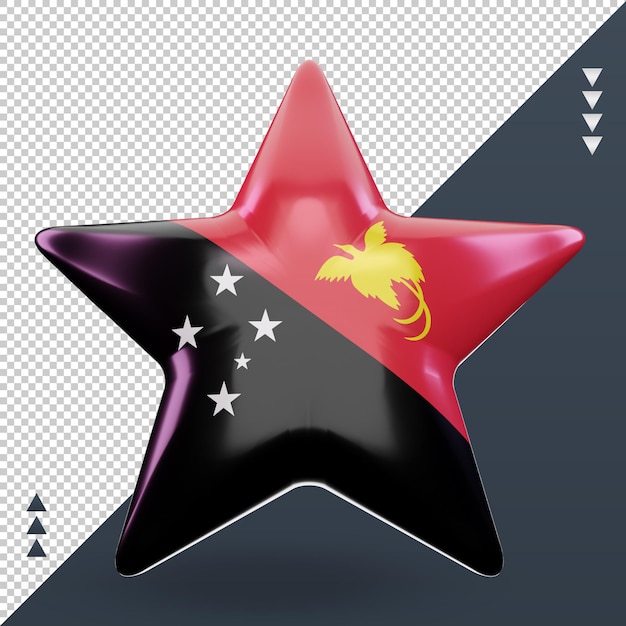 3d Gwiazda Flaga Papui-nowej Gwinei Renderująca Widok Z Przodu