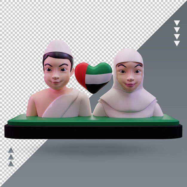 PSD 3d hadj liefde verenigde arabische emiraten vlag rendering vooraanzicht