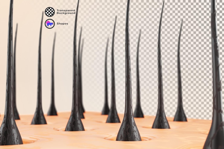 PSD 3d hair damage render background scalp surface with follicles for beauty cosmetic treatment product advertising keratin repair and care for hair loss and split ends mockup banner