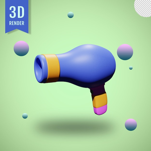 PSD 3d иллюстрация фена с изолированным фоном