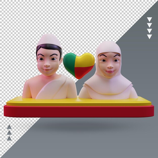 3d hajj amore bandiera del benin rendering vista frontale