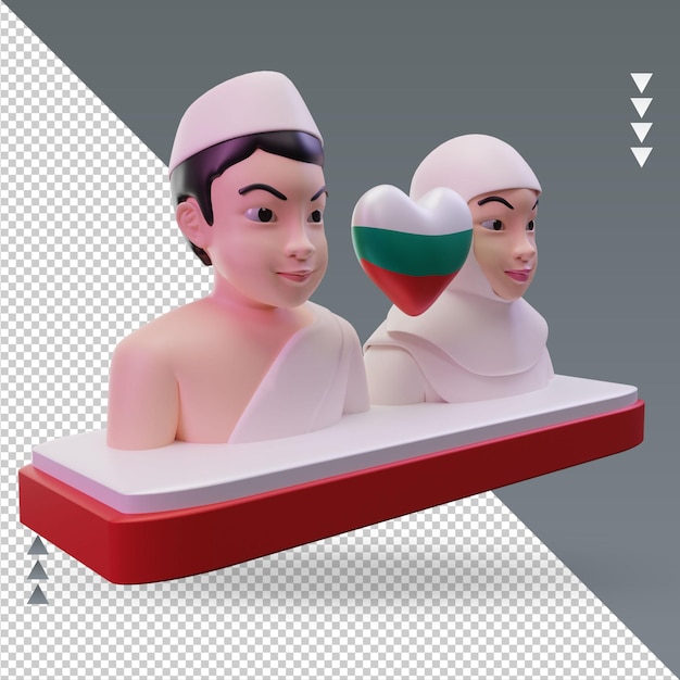 PSD 3d hajj love bulgaria bandiera rendering vista a sinistra