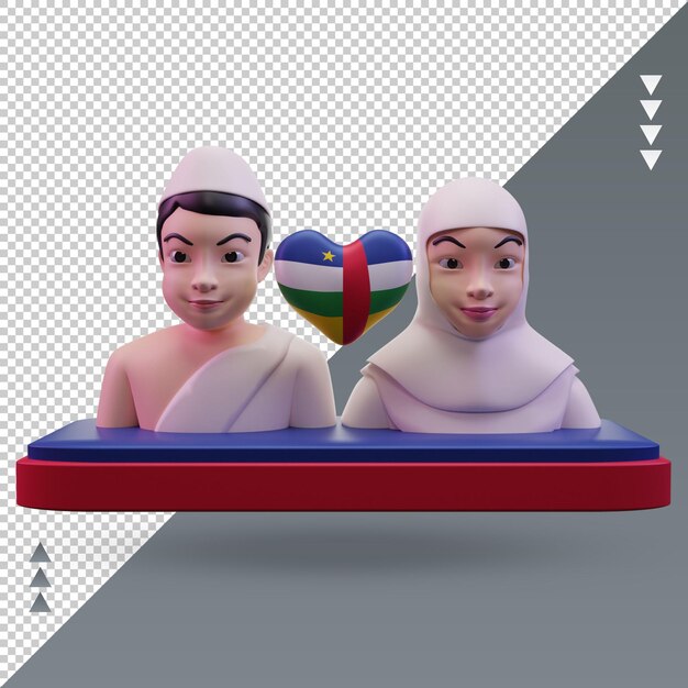 PSD 3d hajj amore bandiera della repubblica centrafricana rendering vista frontale