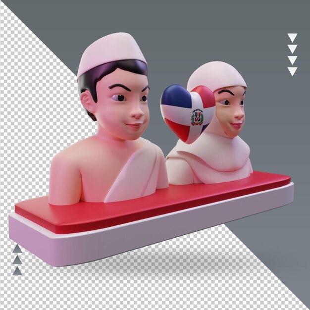 3d Hajj 사랑 도미니카 공화국 국기 렌더링 왼쪽 보기