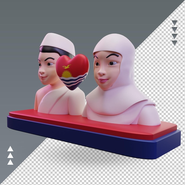 PSD 3d hajj 사랑 키리바시 플래그 렌더링 오른쪽 보기