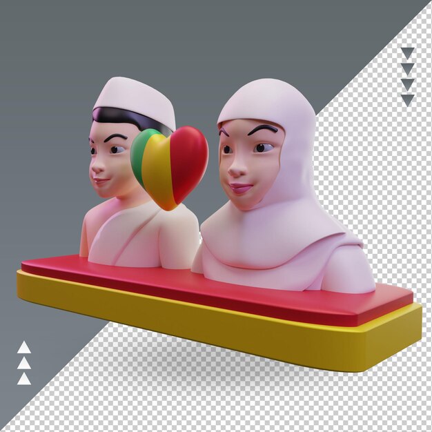 PSD 3d hajj 사랑 말리 플래그 렌더링 오른쪽 보기