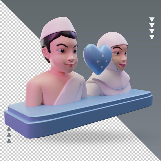 3d Hajj 사랑 미크로네시아 플래그 렌더링 왼쪽 보기