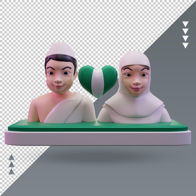 3d hajj love nigeria bandiera rendering vista frontale