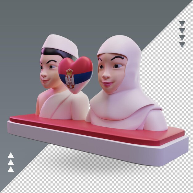 3d Hajj 사랑 세르비아 플래그 렌더링 오른쪽 보기