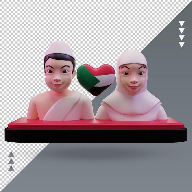 PSD 3d hajj love sudan flag rendering front view