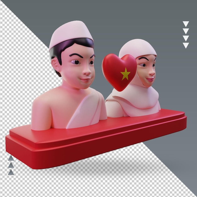 PSD 3d hajj amore vietnam bandiera rendering vista a sinistra