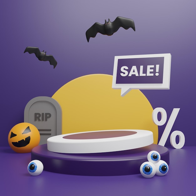 Podio di vendita di sconto di halloween 3d