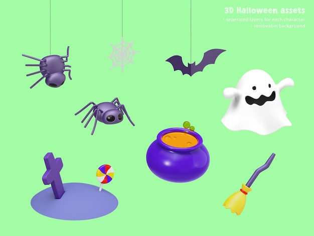 PSD 3d halloween elements perspective view