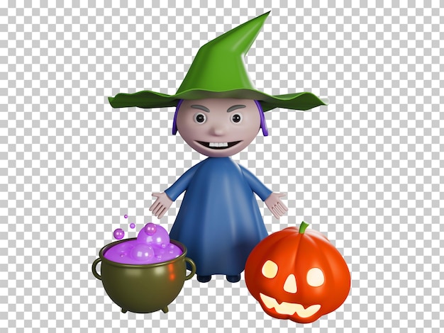 3D Halloween heks karakter geïsoleerd