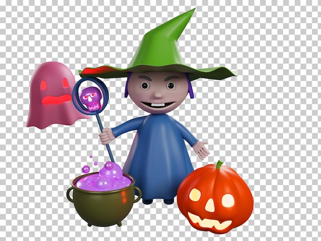 PSD 3d halloween heks karakter geïsoleerd