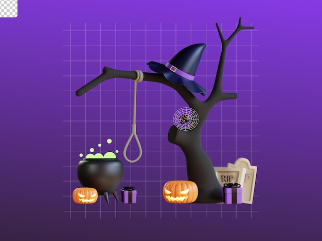 3d halloween icon illustration make potion with jack
