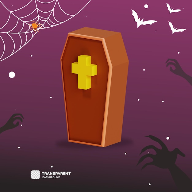 PSD 3d halloween-kistillustratie