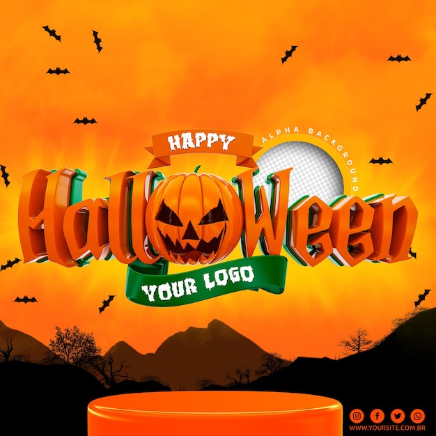 Logo 3d di halloween per la composizione