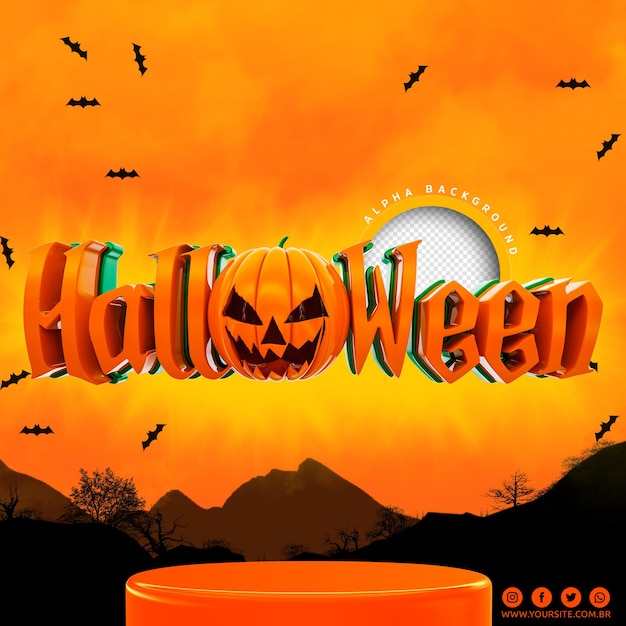 Logo 3d di halloween per la composizione