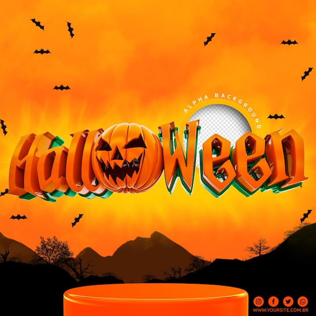 Logo 3d di halloween per la composizione