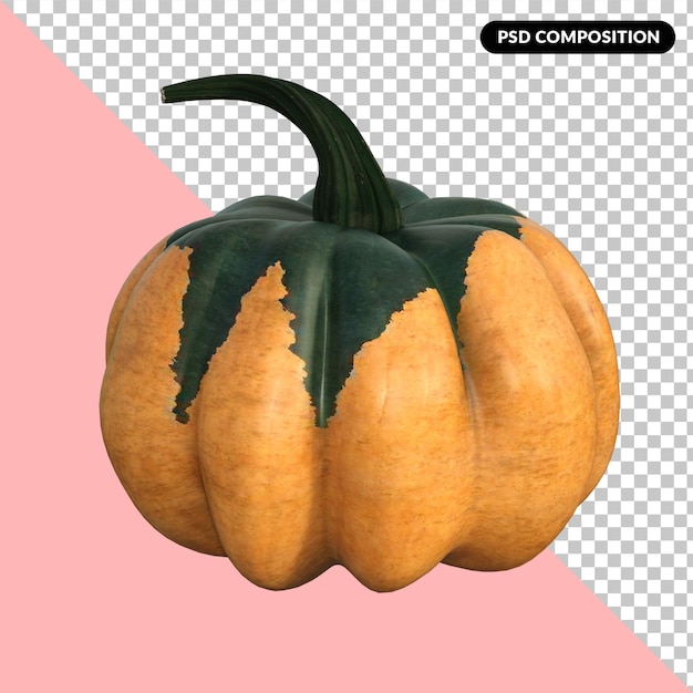 3d halloween-pompoenen geïsoleerde premium psd