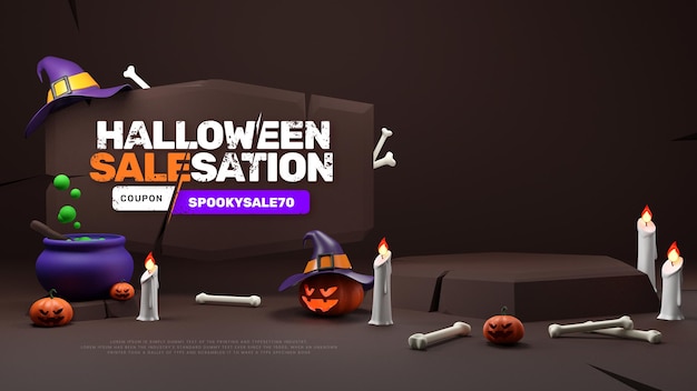 Podio di vendita di sconto di promozione di halloween 3d