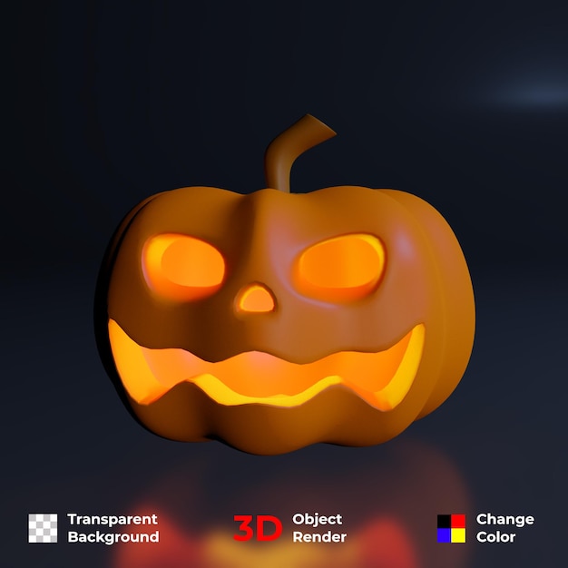 3 d のハロウィーン。カボチャのデザインイラスト。色の透明なプレミアム背景psdを簡単に変更できます