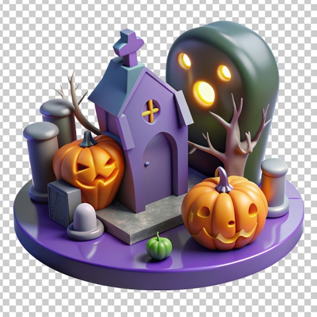 PSD sfondio trasparente di halloween 3d