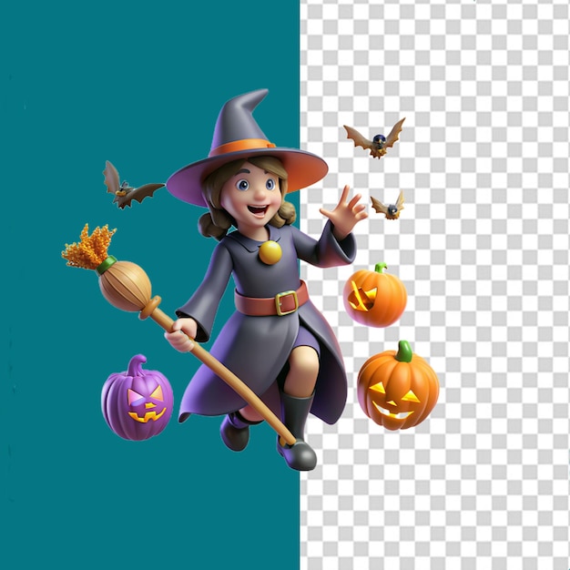 PSD 3d halloween wicth na przezroczystej