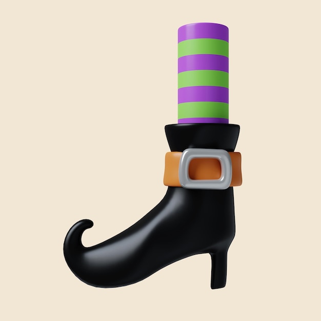 PSD 3d halloween witch legs icon traditional element of decor for halloween icon isolated on gray background 3d rendering illustration clipping path