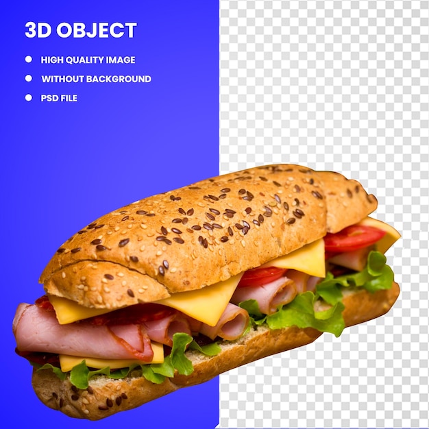 3d ham and cheese sandwich food