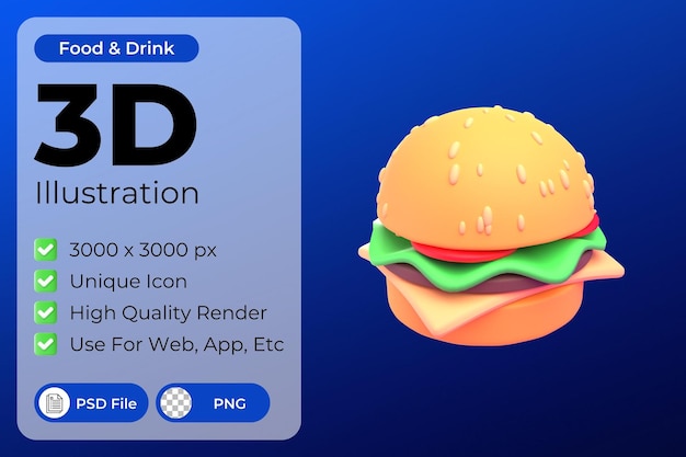 PSD 3d hamburger illustratie