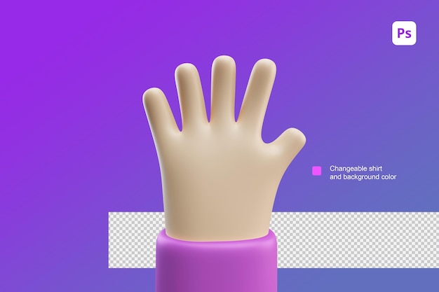 3D hand cartoon illustration high five gesture