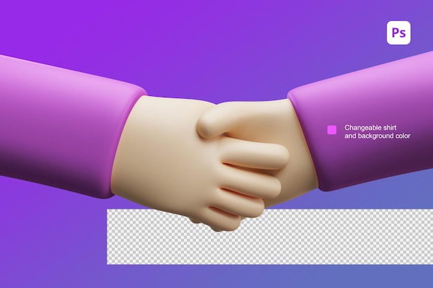 PSD 3d иллюстрации шаржа руки две руки для жеста рукопожатия