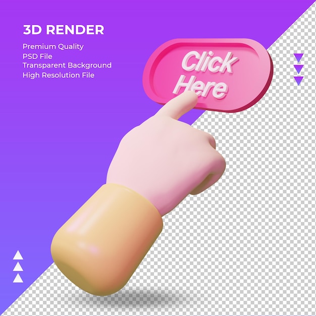 PSD 3d hand click here rendering right view