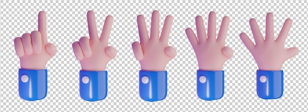 3d hand counting illustration element