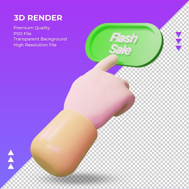 PSD 3d hand flash sale rendering right view