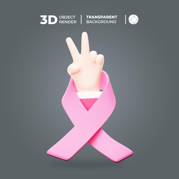 3D Hand Gesture Cancer Symbol