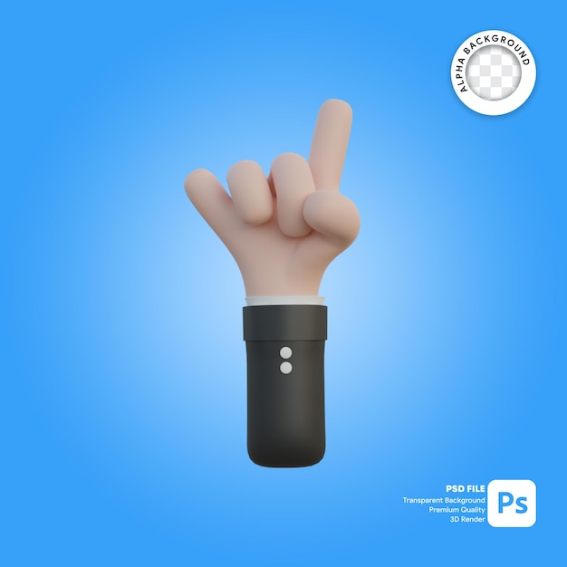 PSD 3d hand gesture horn in back side