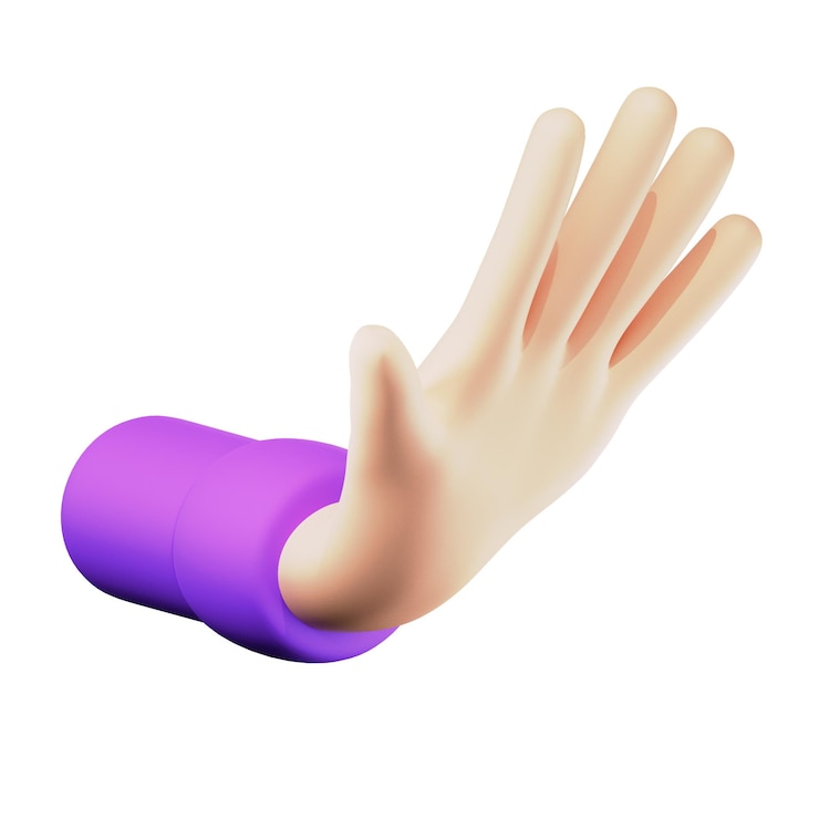 PSD 3d-икона жеста руки икона знака остановки жест с поднятой ладонью