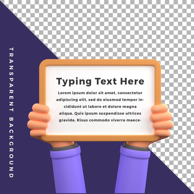 PSD ホールドボードテンプレート空白の3d手のジェスチャーイラスト