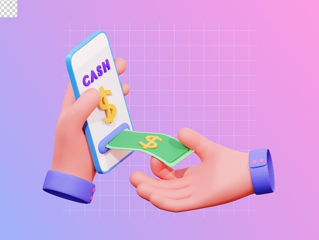 PSD 3d hand gesture online money cash