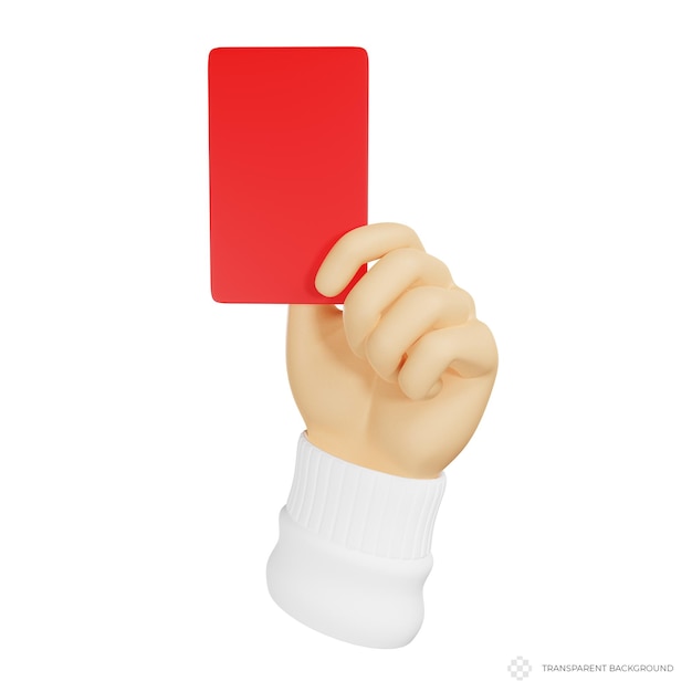 PSD 赤いカードを握る3dの手が隔離された3dイラスト