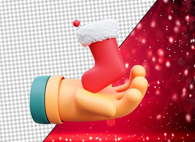 PSD 3d hand holding christmas ornaments