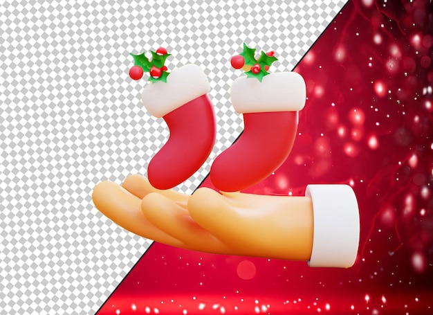 3d hand holding christmas ornaments