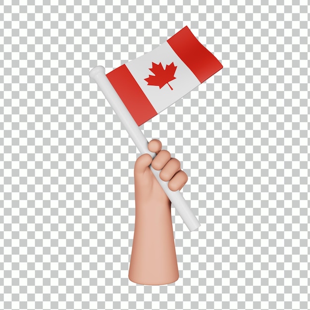 PSD 3d hand holding a flag of canada